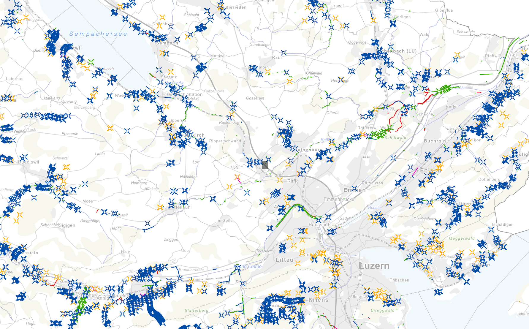 Interaktive Karte mit Schutzbauten im Kanton Luzern